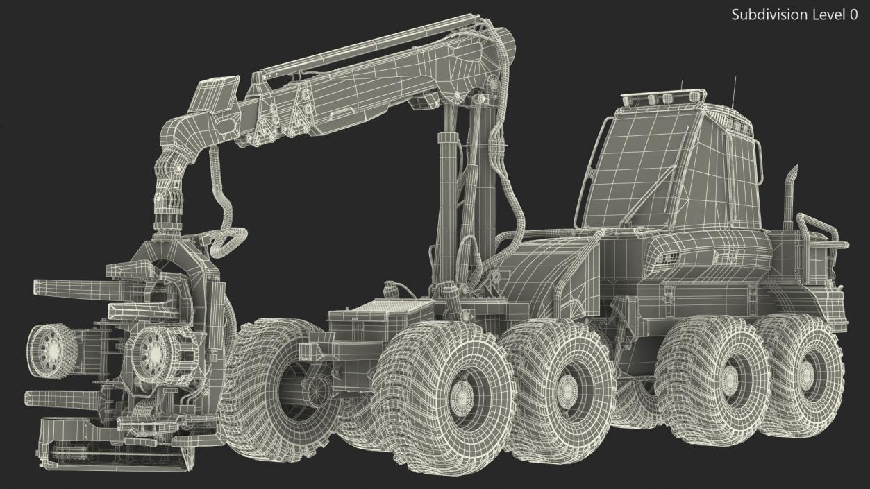 3D model Forestry Harvester PONSSE Bear 8W Dirty Rigged for Cinema 4D