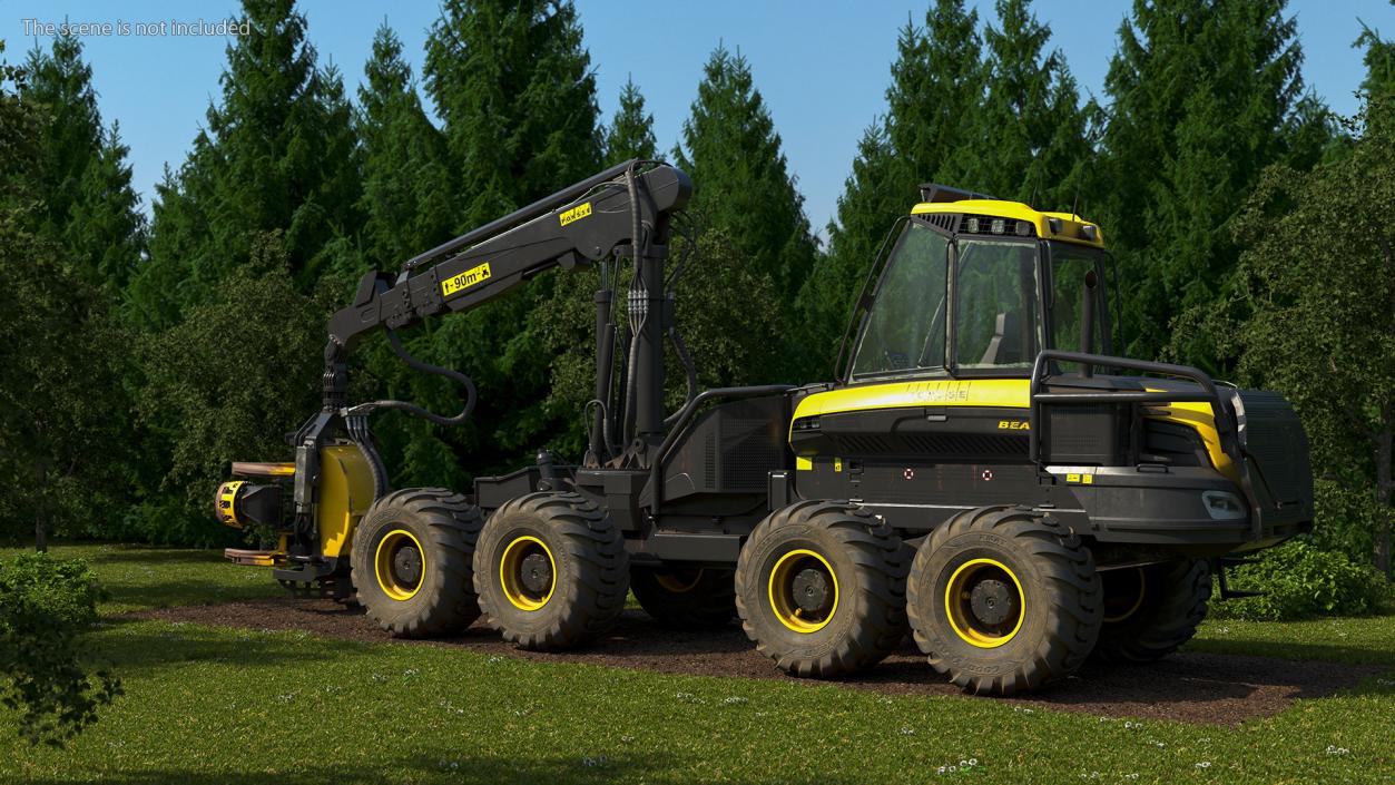 3D model Forestry Harvester PONSSE Bear 8W Dirty Rigged for Cinema 4D