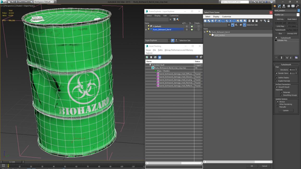 Rusty Biohazard Barrel 3D