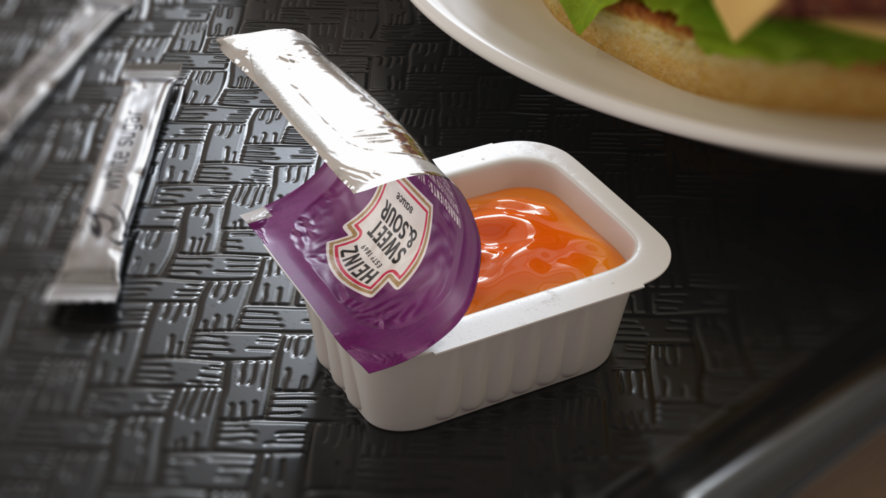 3D Sweet and Sour Sauce Serve Pot Heinz Opened model