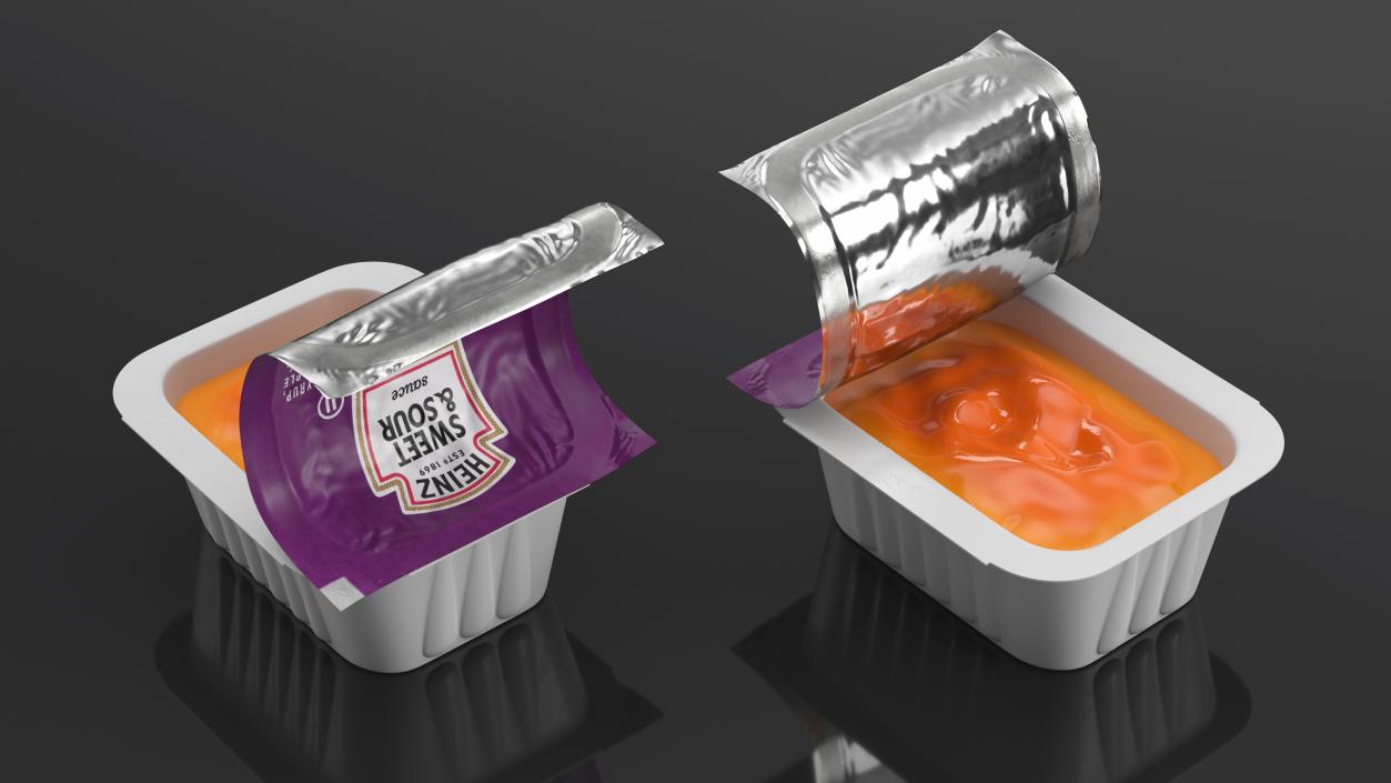 3D Sweet and Sour Sauce Serve Pot Heinz Opened model