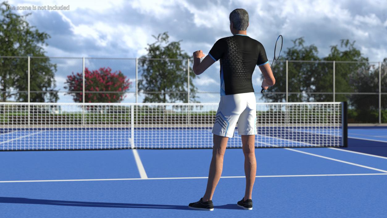 Korean Old Aged Man Playing Badminton 3D