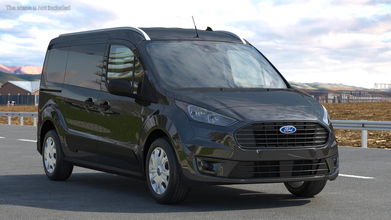 Ford Transit Connect Tailgate Black Rigged 3D