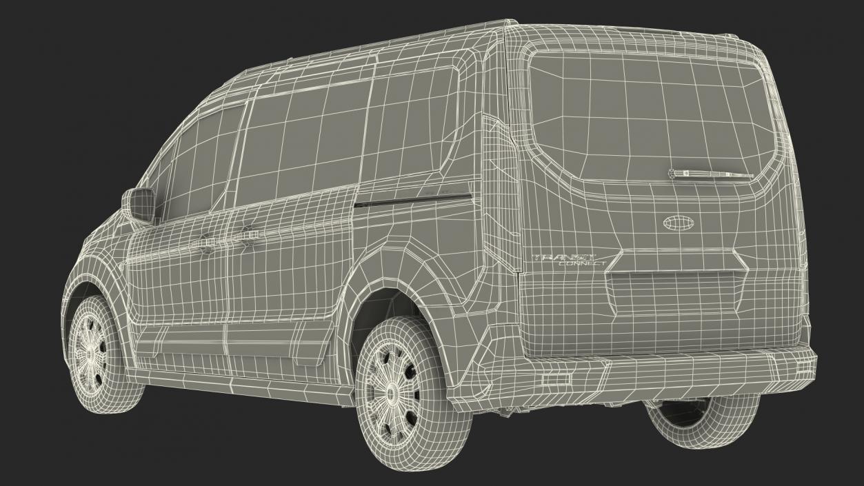 Ford Transit Connect Tailgate Black Rigged 3D