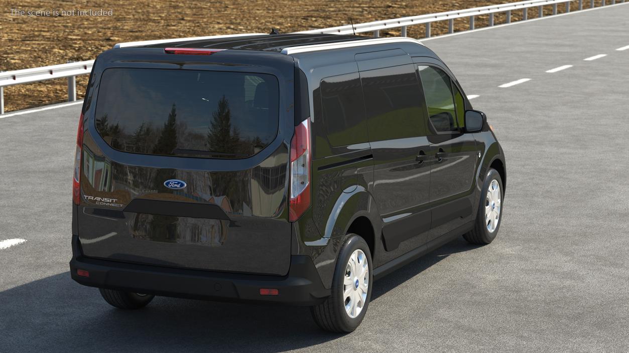 Ford Transit Connect Tailgate Black Rigged 3D