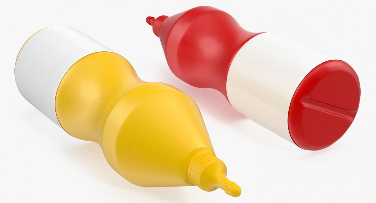 3D model Ketchup and Mustard Plastic Bottles