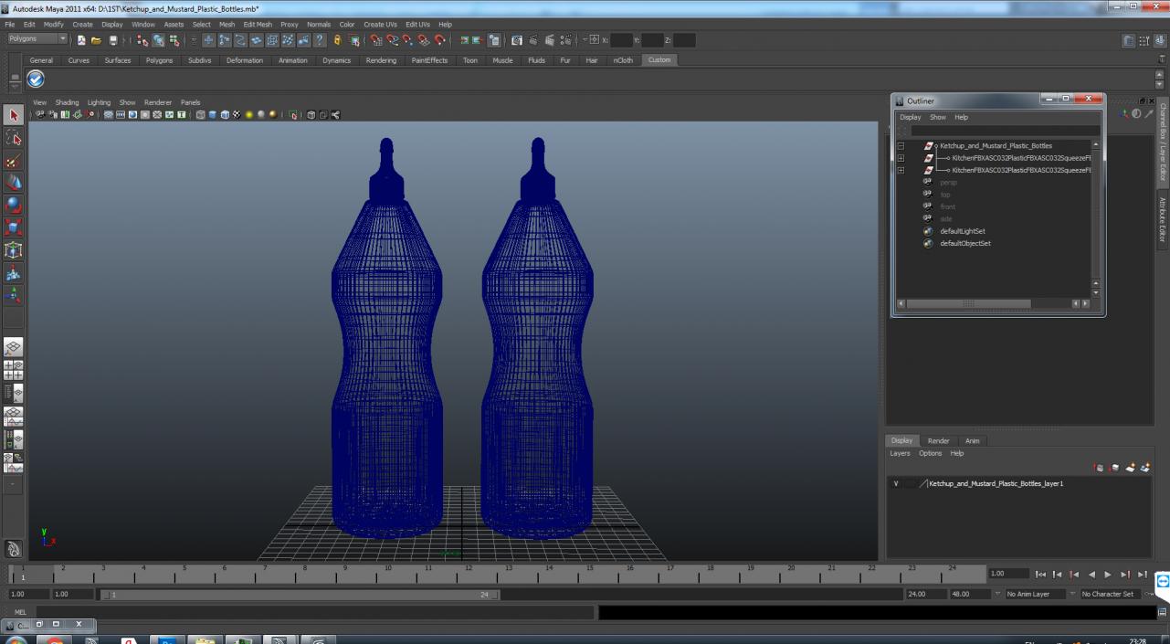 3D model Ketchup and Mustard Plastic Bottles