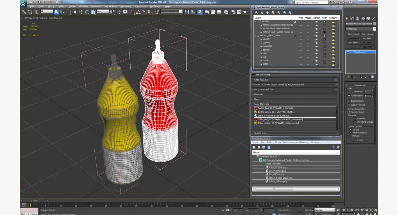 3D model Ketchup and Mustard Plastic Bottles