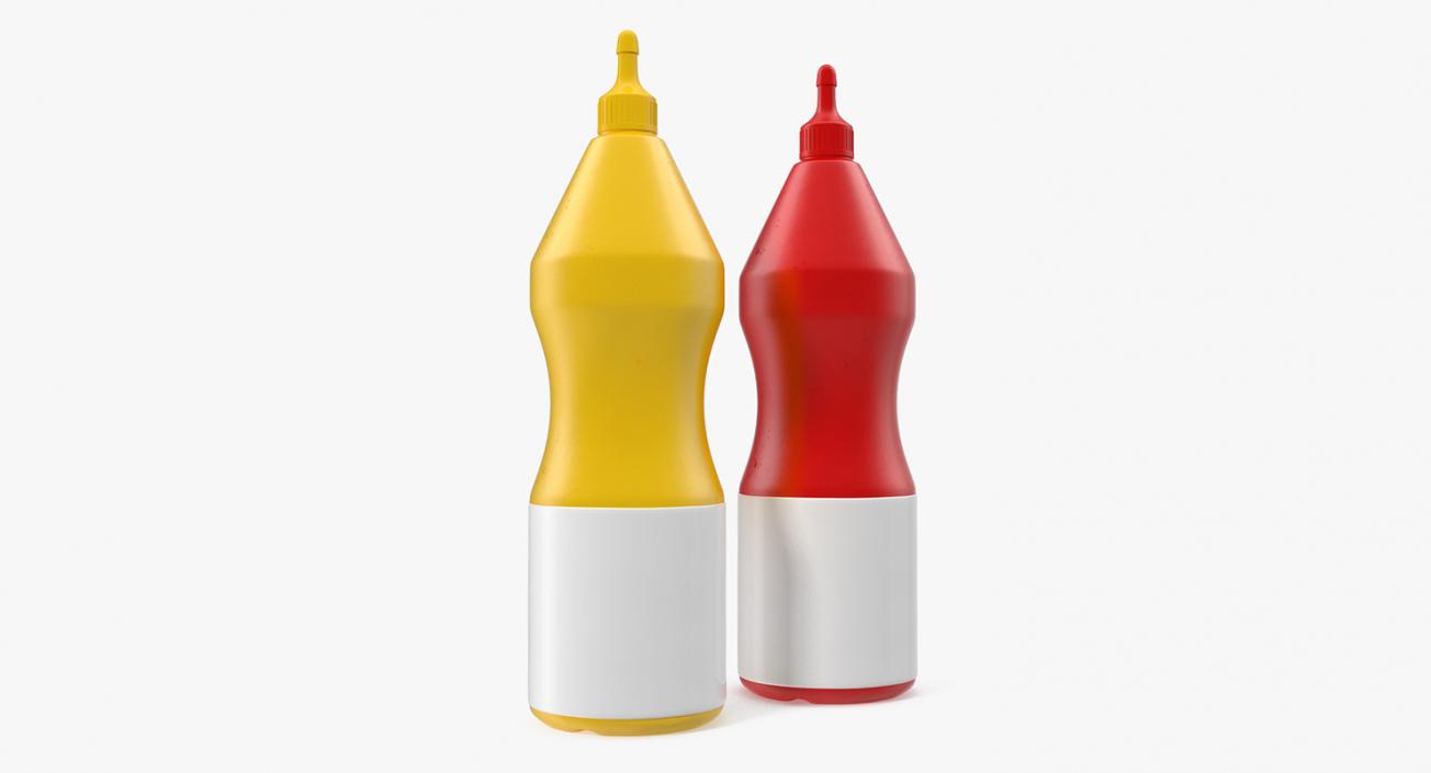 3D model Ketchup and Mustard Plastic Bottles