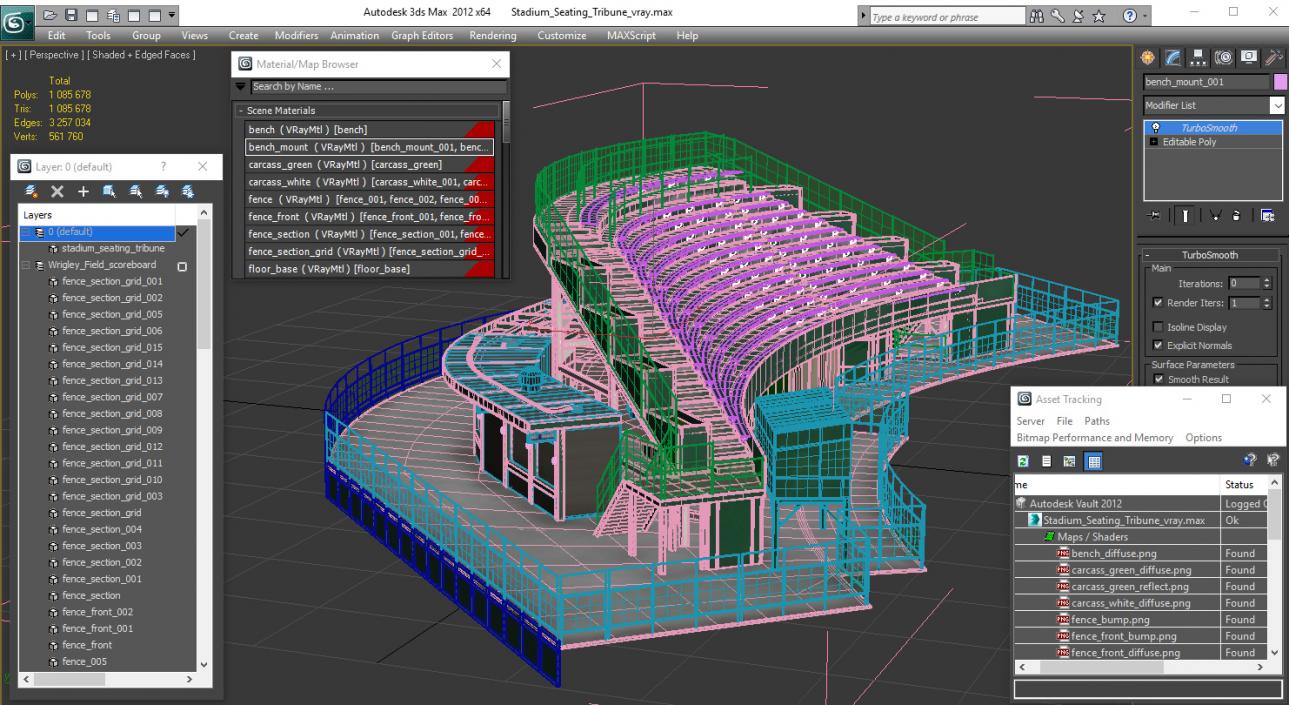 3D Stadium Seating Tribune model