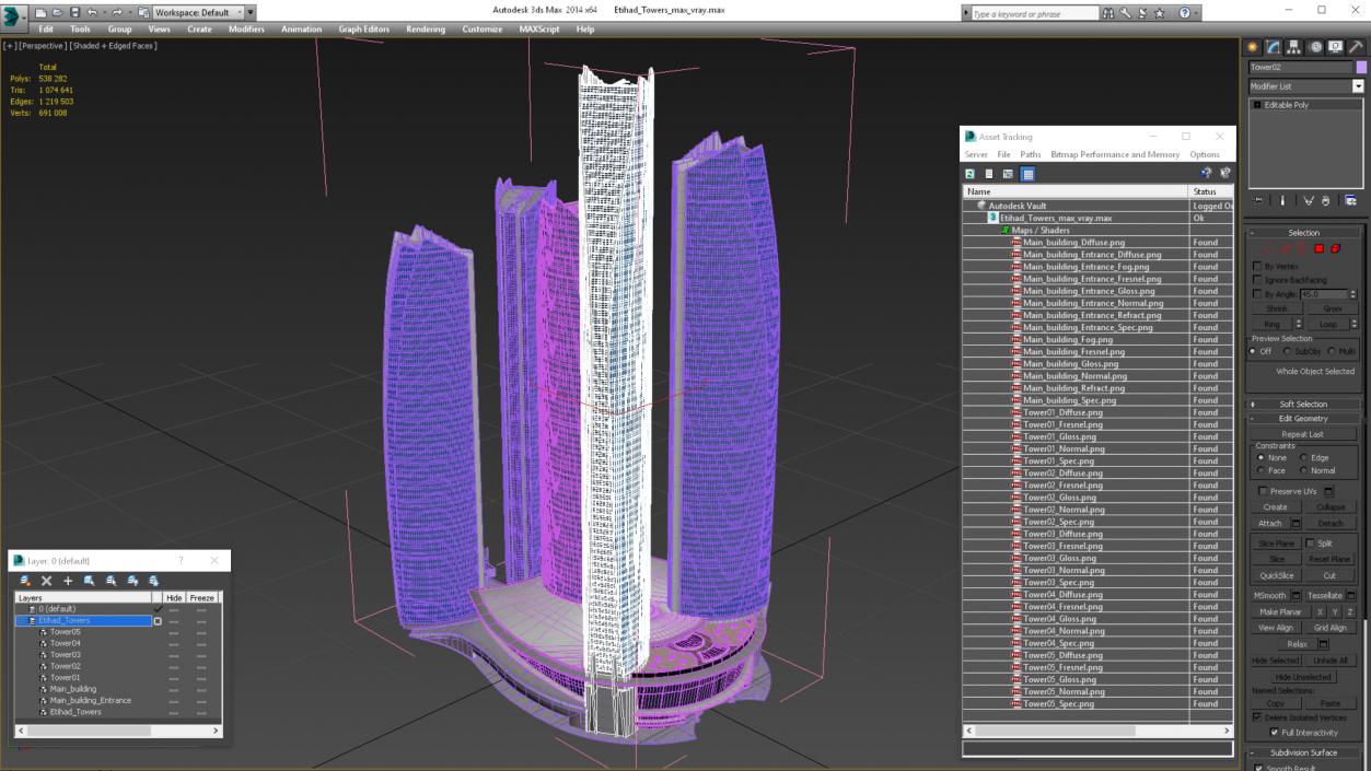 3D Etihad Towers model