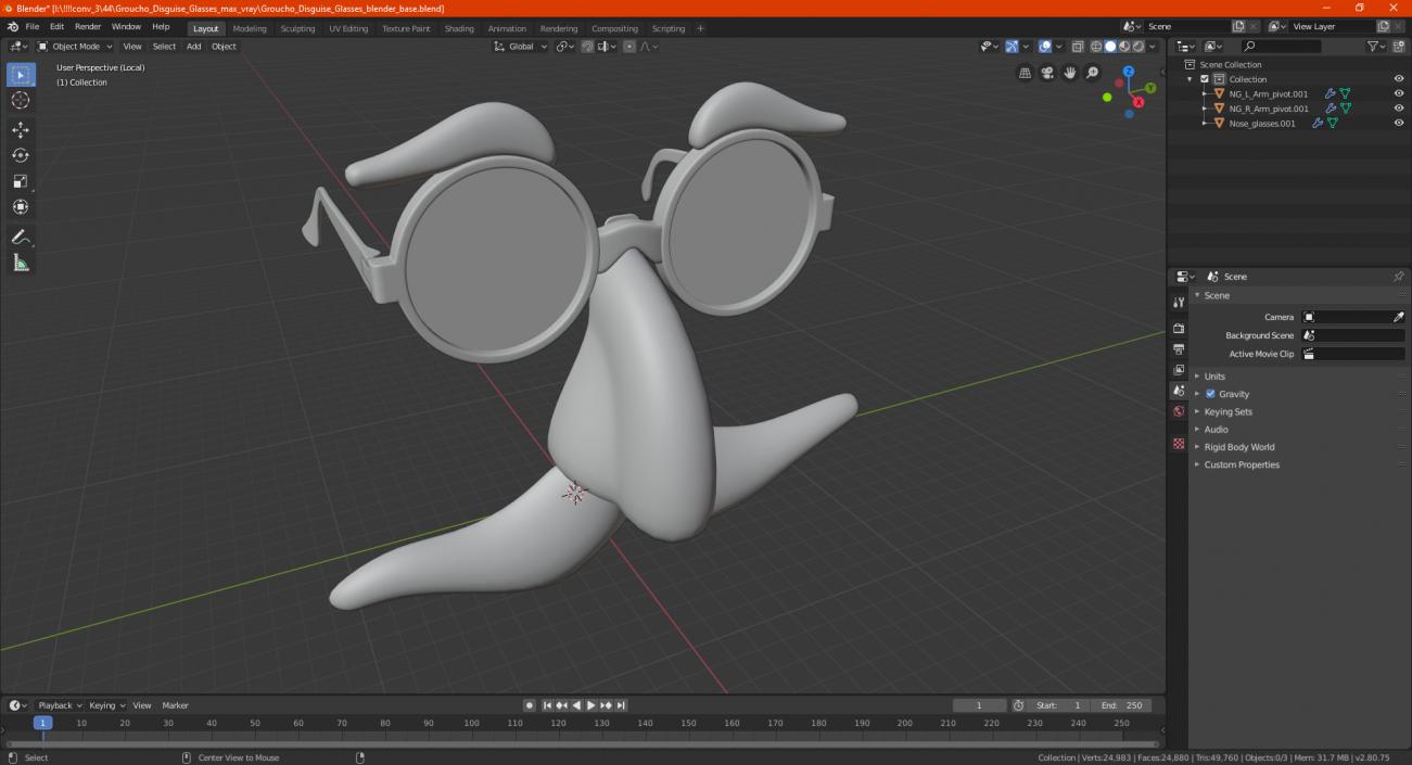 Groucho Disguise Glasses 3D model