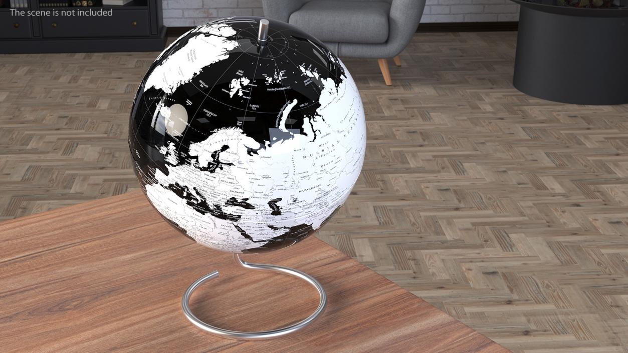 3D Metallic World Globe Black