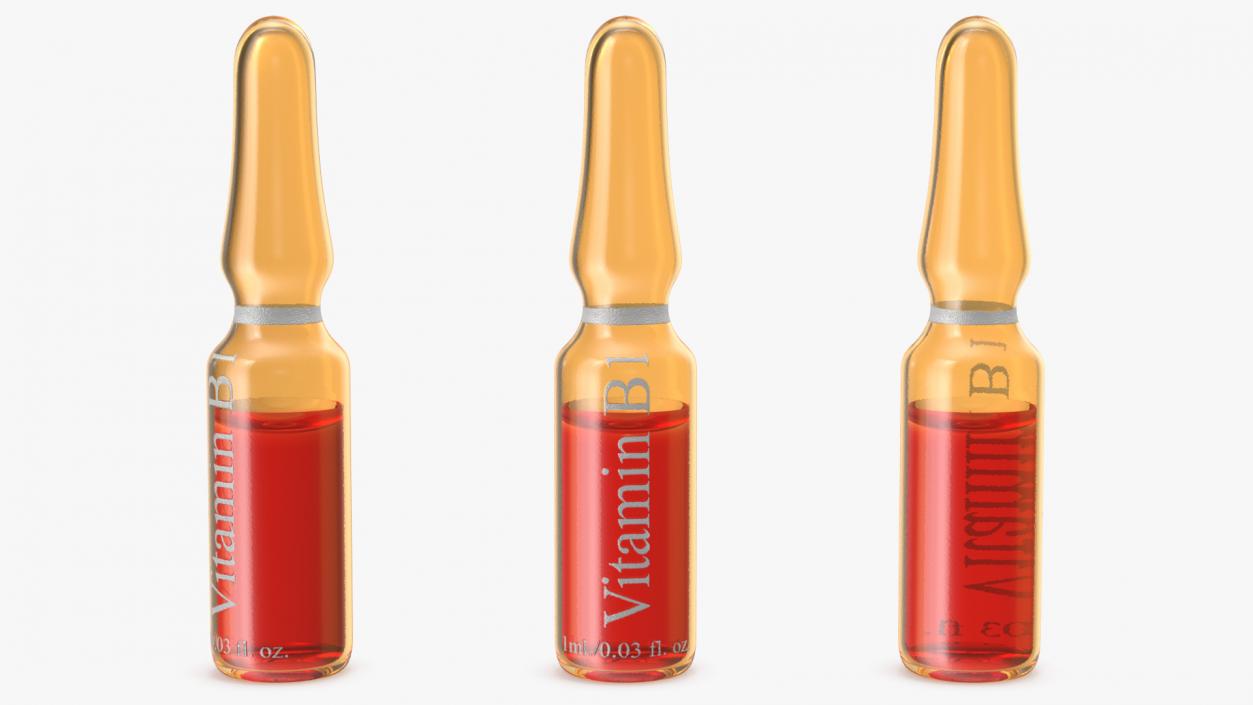 Thiamine B1 Injection 1ml Amber Ampoule 3D model