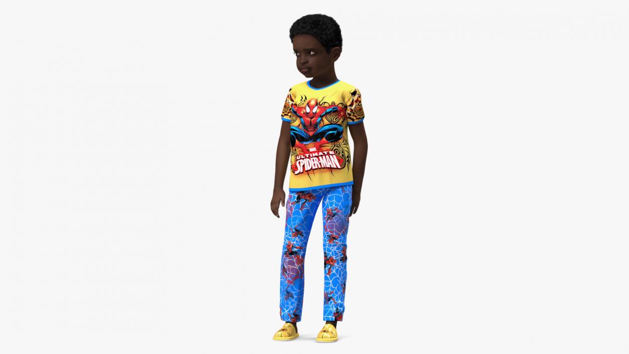 3D Black Child Boy Home Style