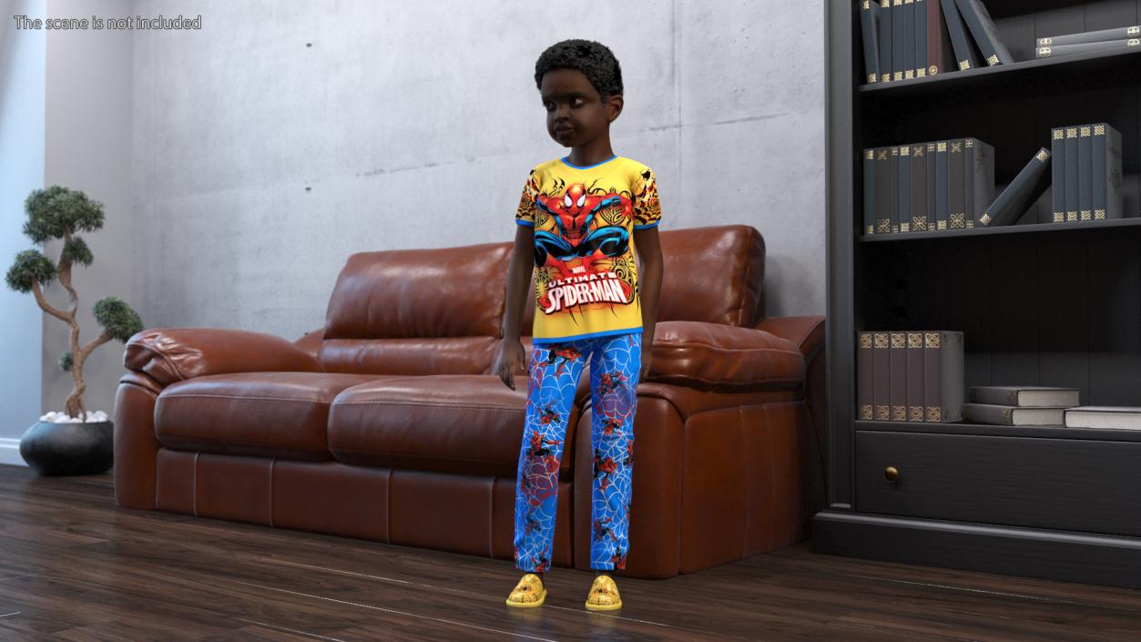 3D Black Child Boy Home Style