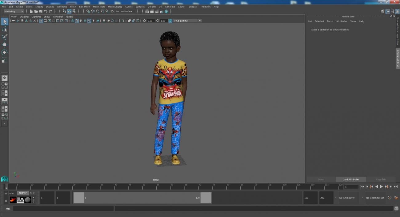 3D Black Child Boy Home Style