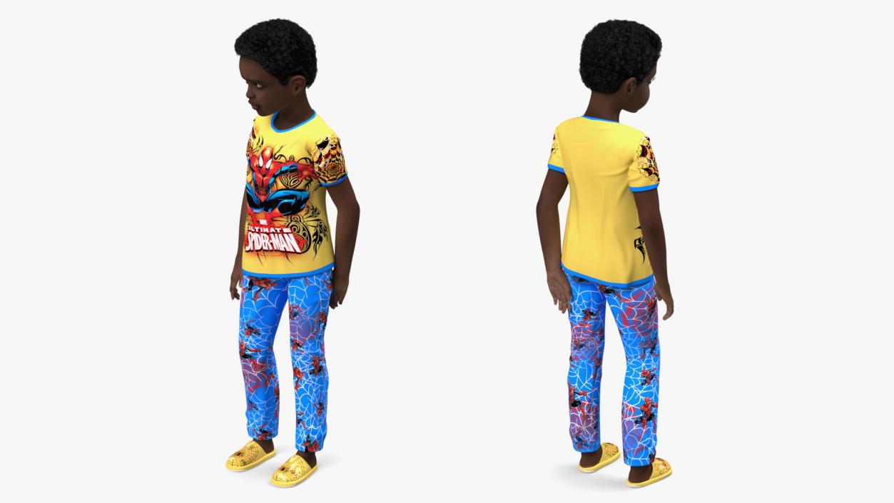 3D Black Child Boy Home Style