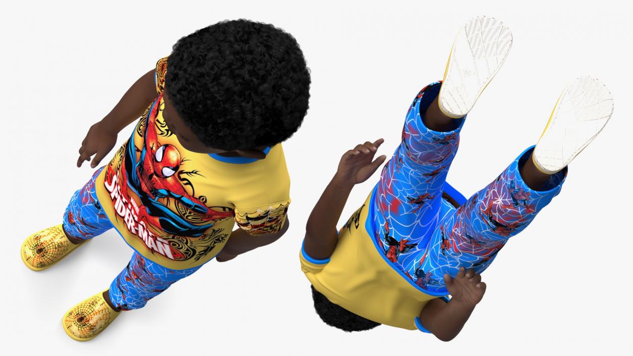 3D Black Child Boy Home Style