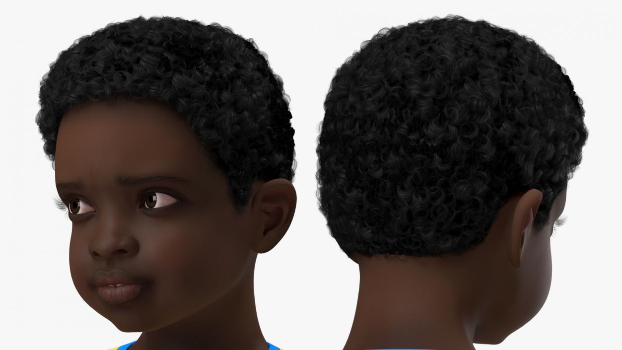 3D Black Child Boy Home Style