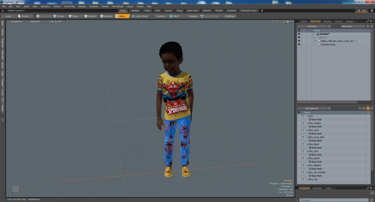 3D Black Child Boy Home Style