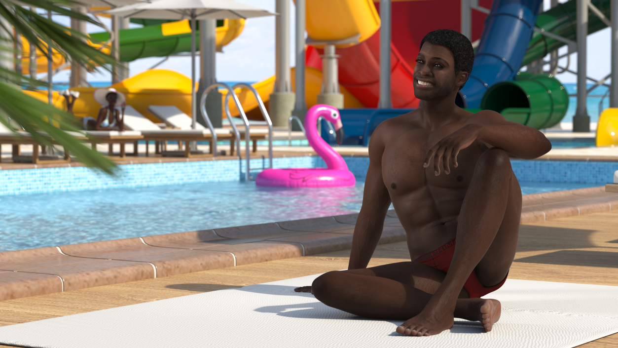 3D African American Man Sitting Pose model