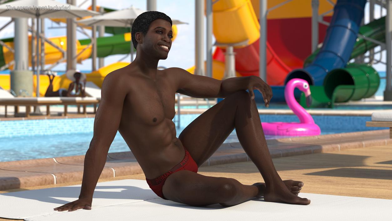 3D African American Man Sitting Pose model