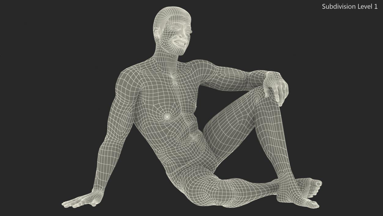 3D African American Man Sitting Pose model