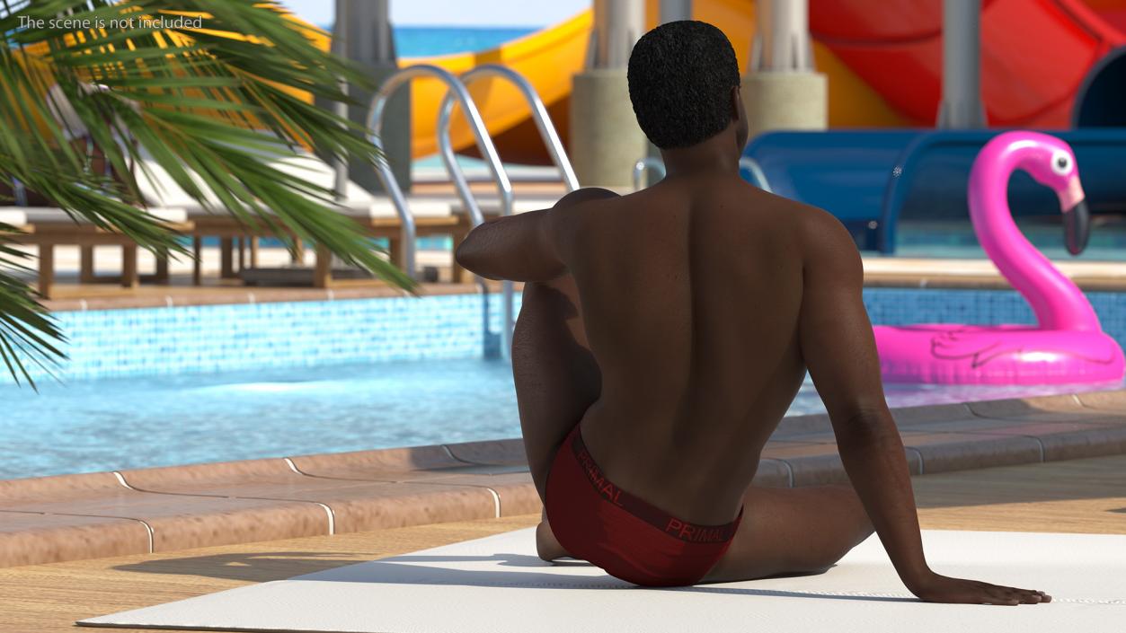 3D African American Man Sitting Pose model