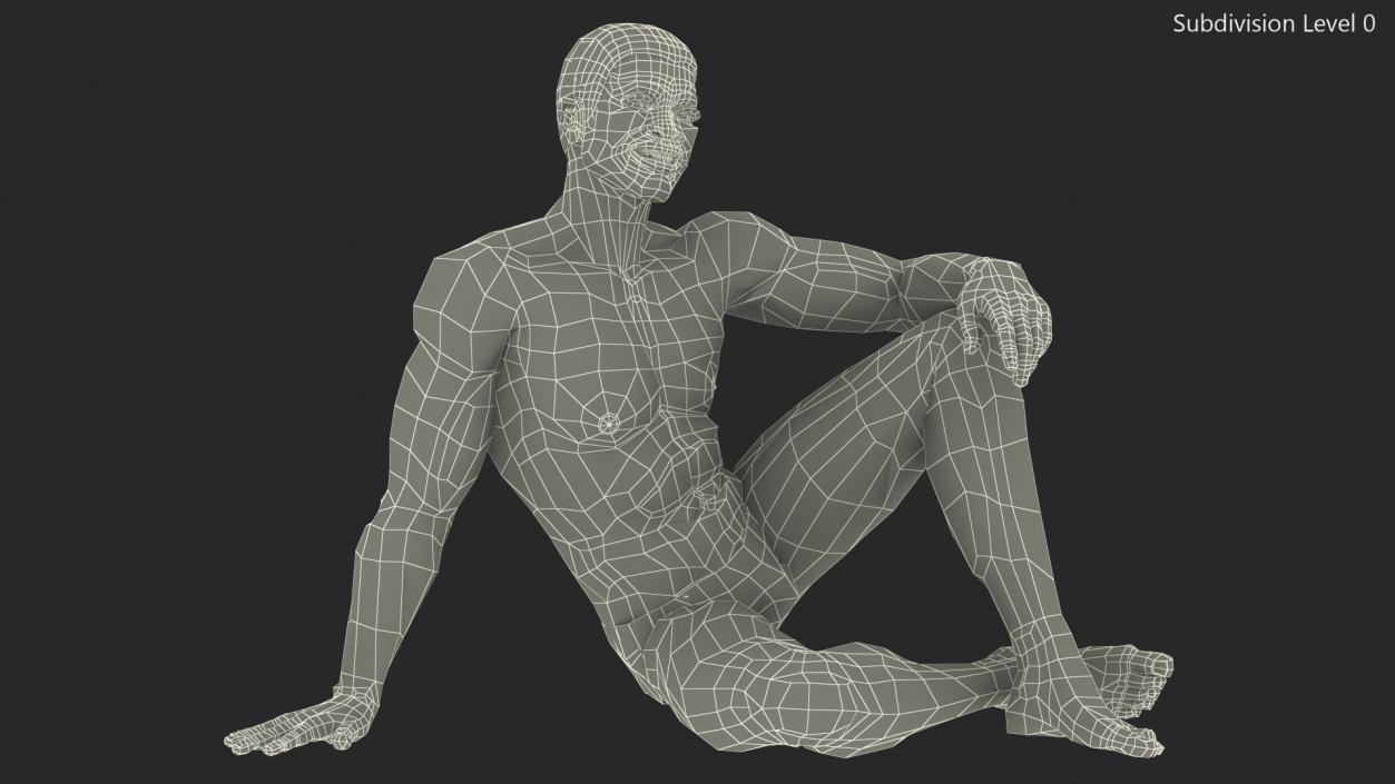 3D African American Man Sitting Pose model