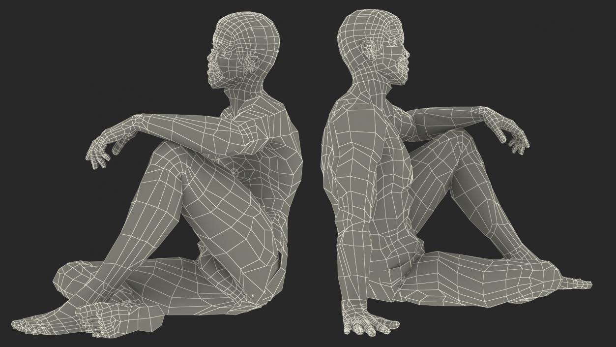 3D African American Man Sitting Pose model