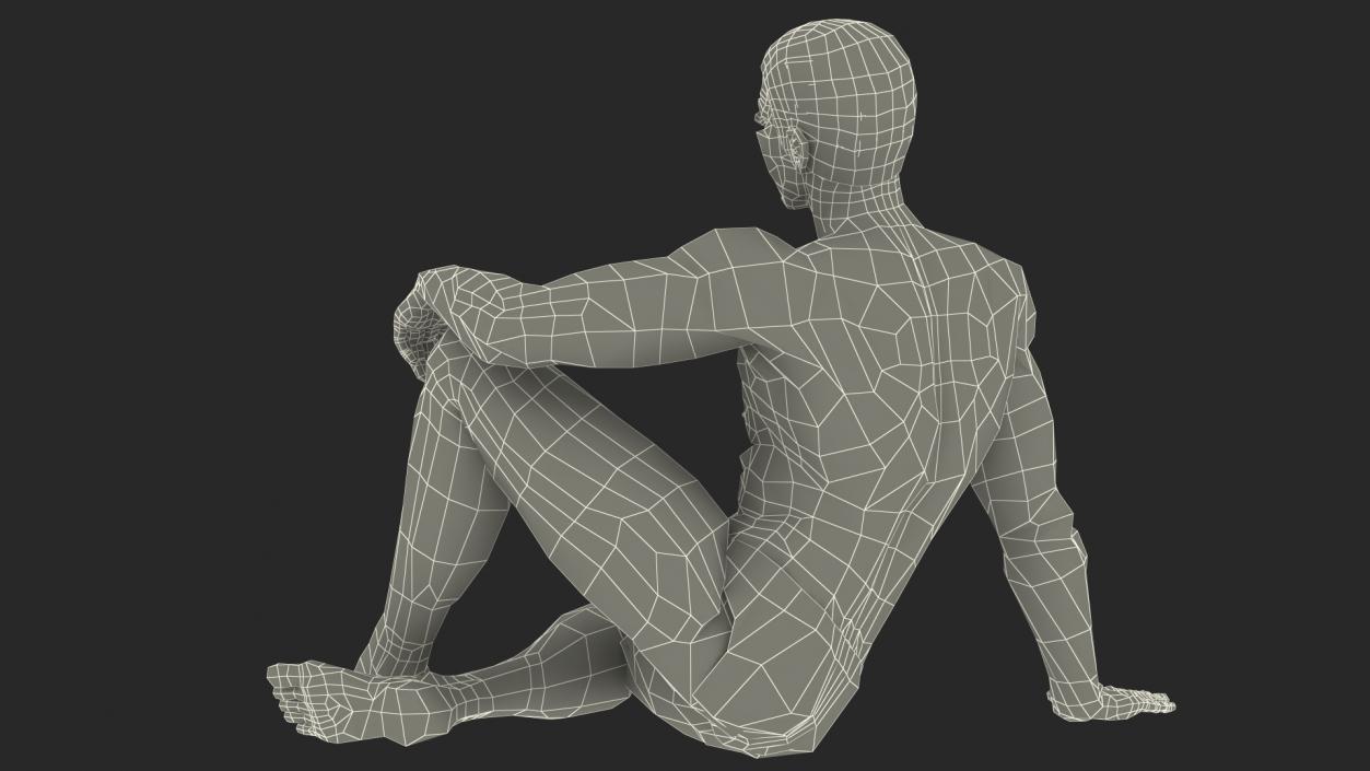 3D African American Man Sitting Pose model