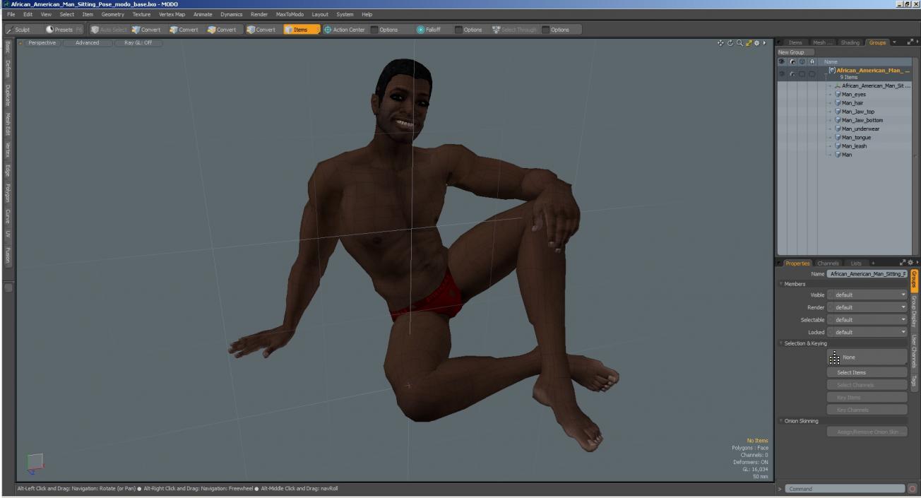 3D African American Man Sitting Pose model