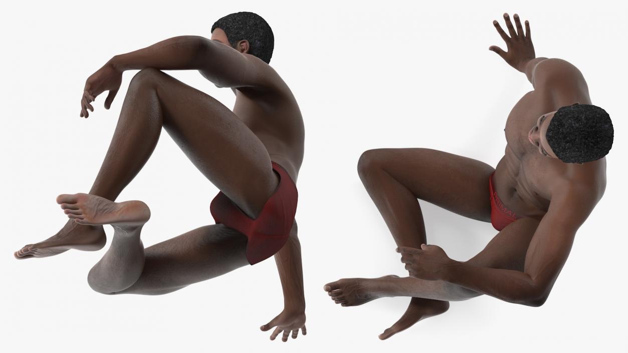 3D African American Man Sitting Pose model