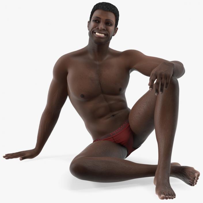 3D African American Man Sitting Pose model