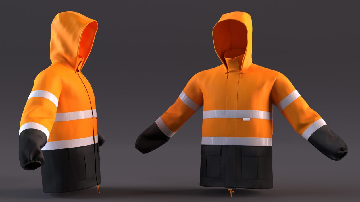 High Visibility Rain Jacket 3D