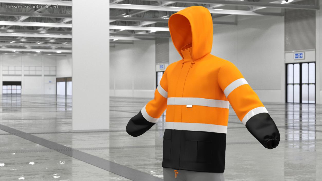 High Visibility Rain Jacket 3D