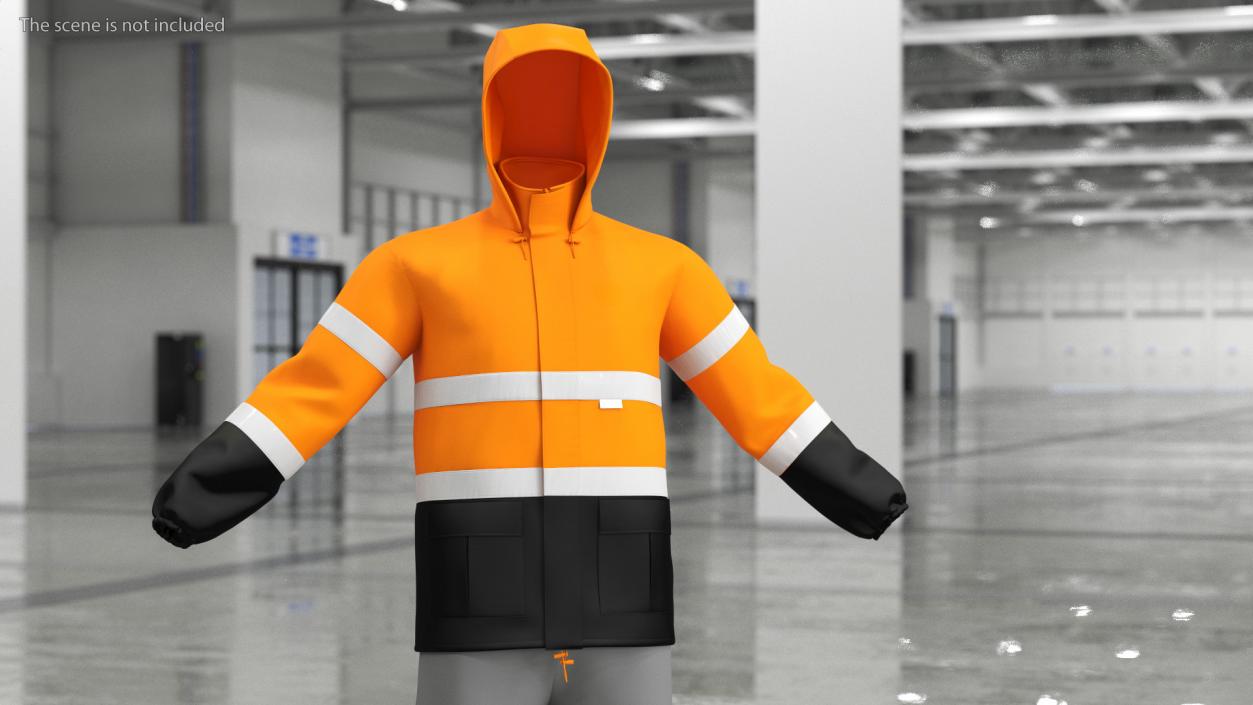 High Visibility Rain Jacket 3D