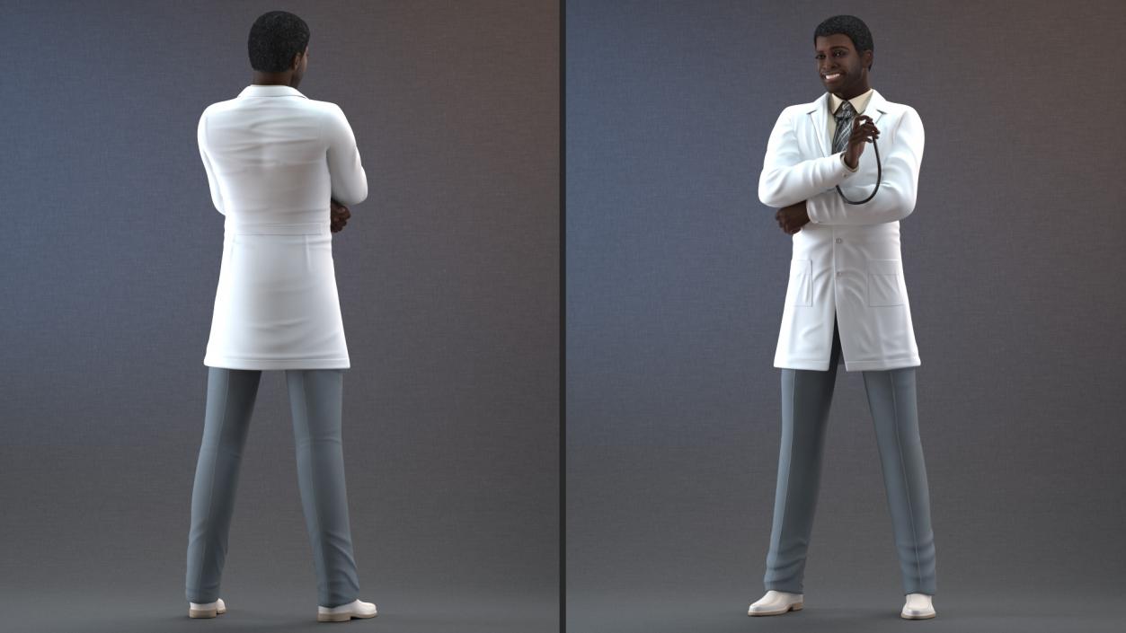 3D model African American Male Doctor Rigged