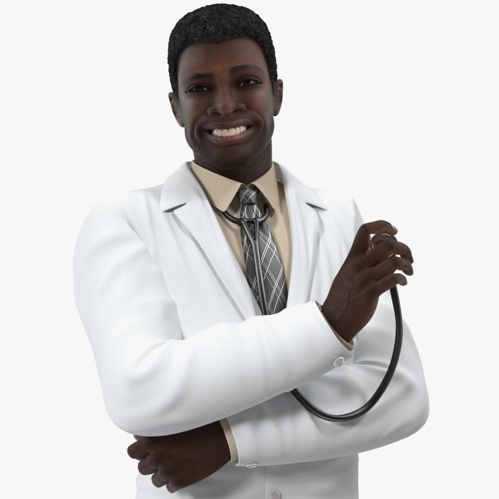 3D model African American Male Doctor Rigged