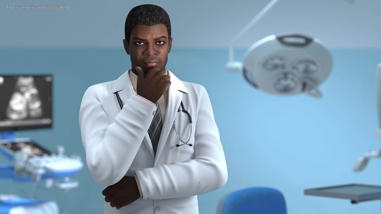 3D model African American Male Doctor Rigged