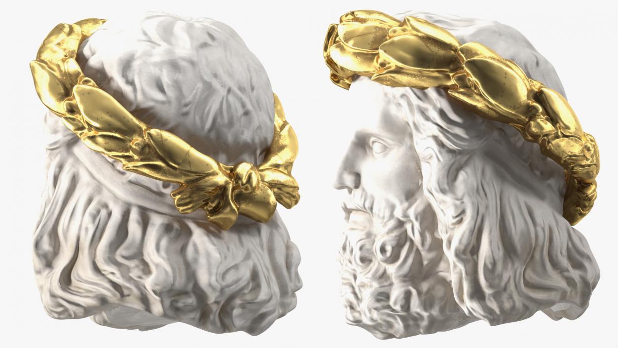 3D Zeus Head with Gold Wreath Sculpture