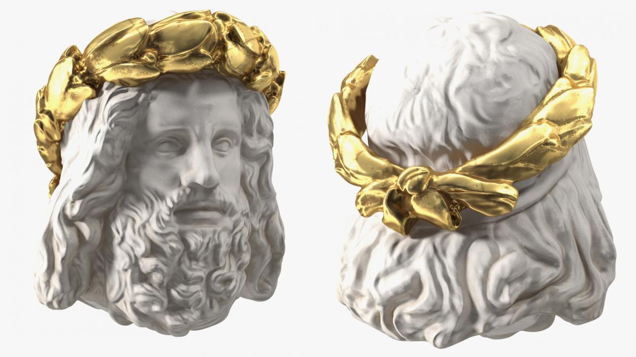 3D Zeus Head with Gold Wreath Sculpture