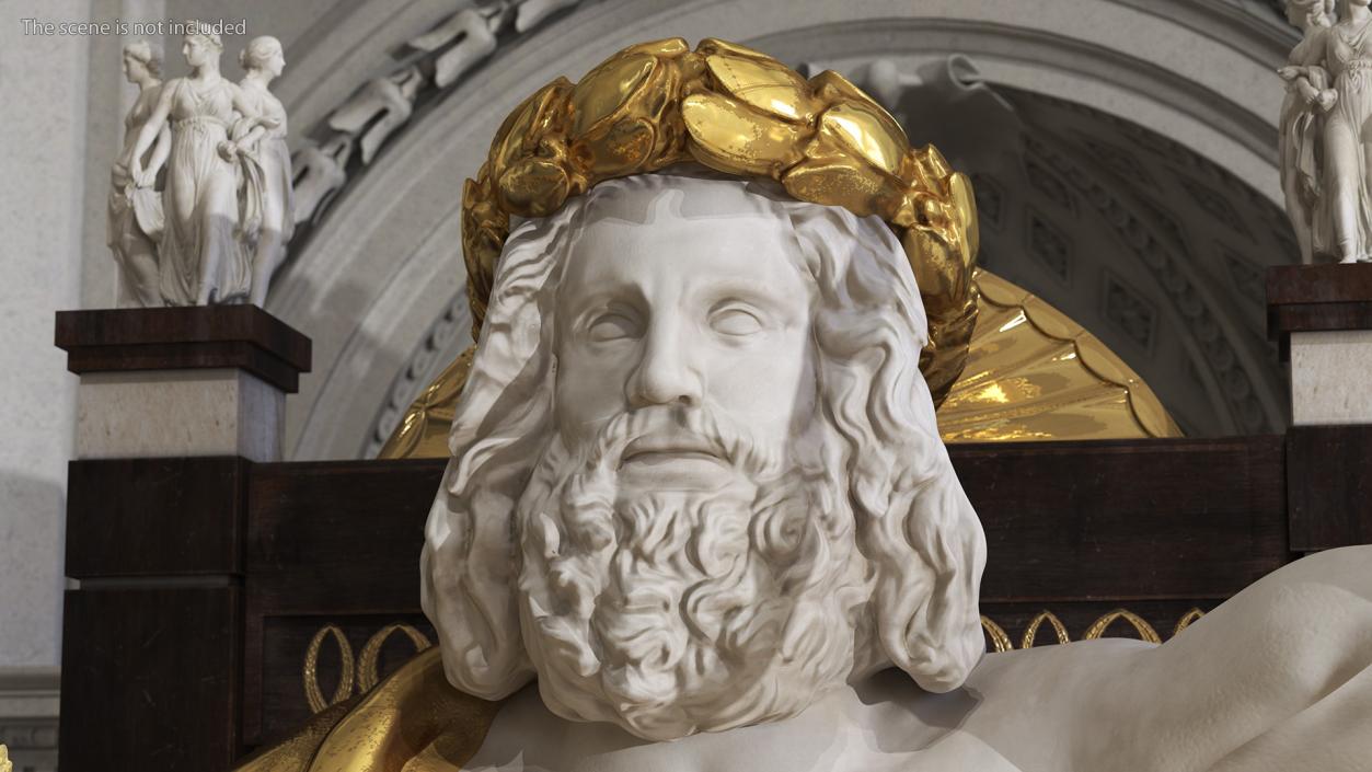 3D Zeus Head with Gold Wreath Sculpture