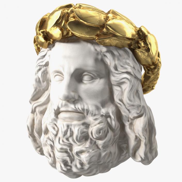 3D Zeus Head with Gold Wreath Sculpture