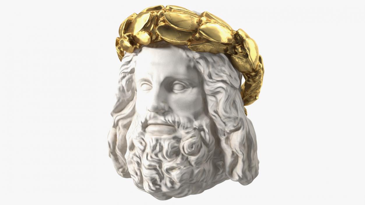 3D Zeus Head with Gold Wreath Sculpture