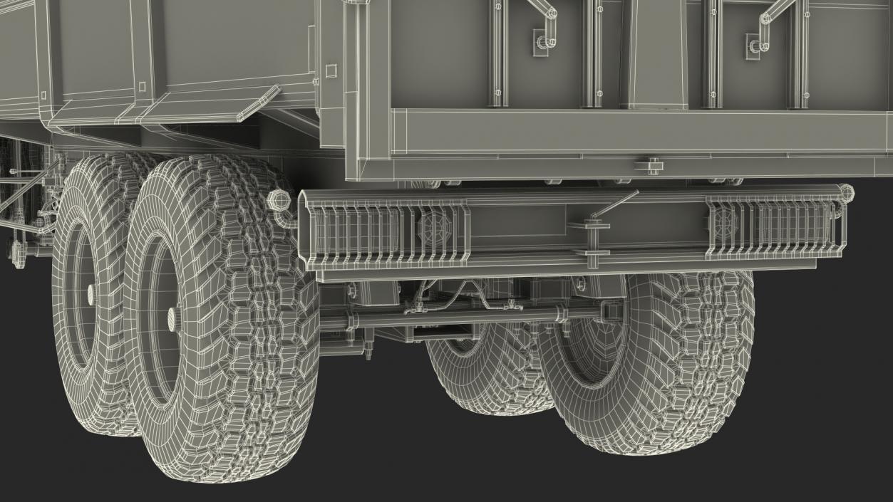 3D model Tractor with Agricultural Trailer Rigged