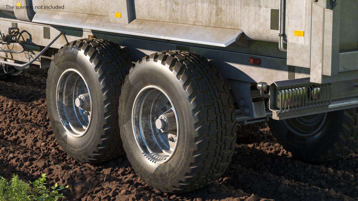 3D model Tractor with Agricultural Trailer Rigged