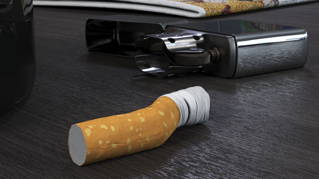 Realistic Used Cigarette Butt 3D model