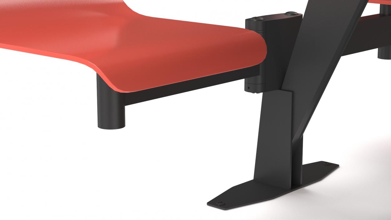 3D model Oval Brown Bowling Table with Red Chairs